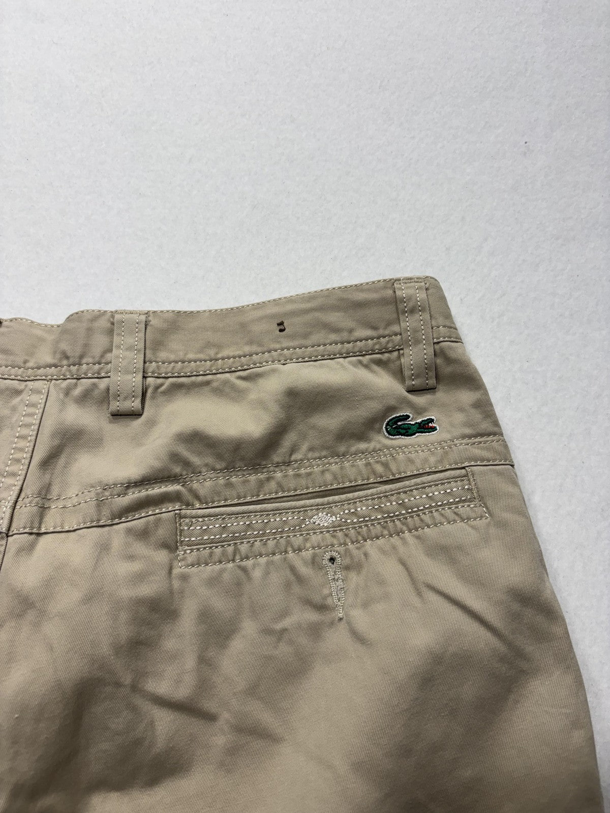 Lacoste Chino Pants Mens 32x32 Beige Straight Leg Cotton Casual Work Croc Logo