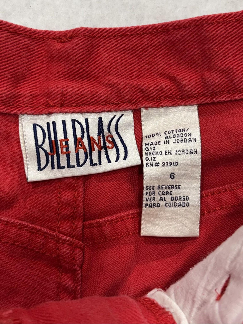Bill Blass Jeans Shorts Womens 6 Red Denim Mom High Rise 5 Pocket Casual Summer