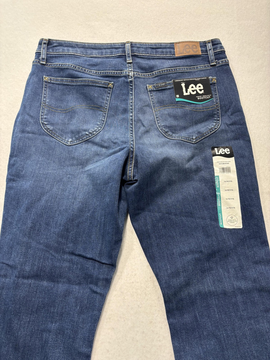 Lee Jeans Womens 14P Blue Medium Wash Mid Rise Bootcut Regular Stretch 33x29