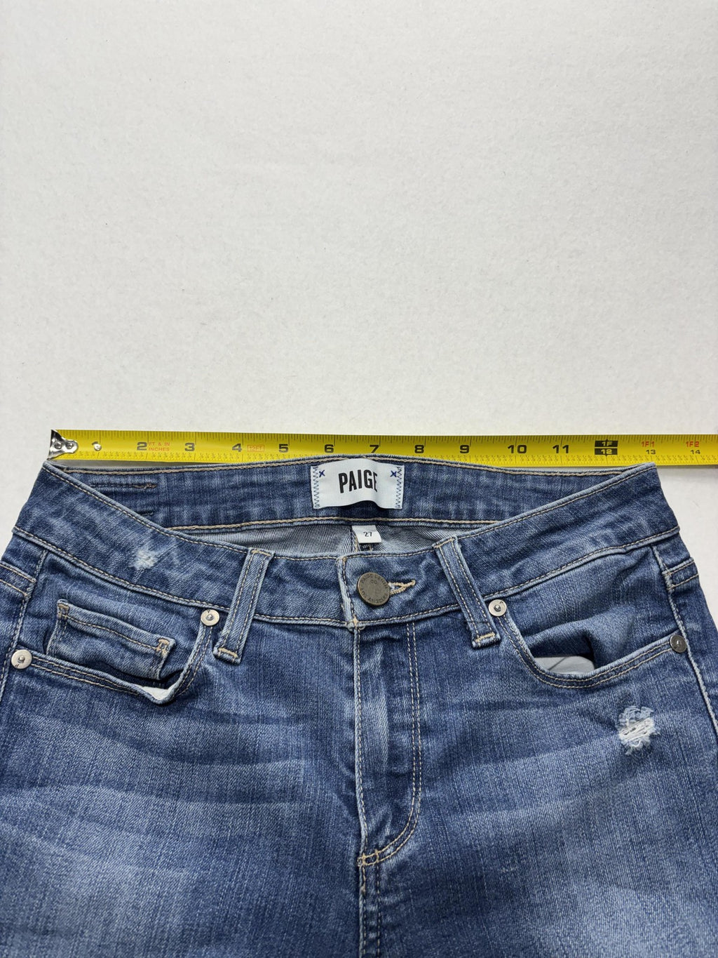 Paige Verdugo Ultra Skinny Jeans Womens 27 Blue Distressed 28x28.5 Stretch