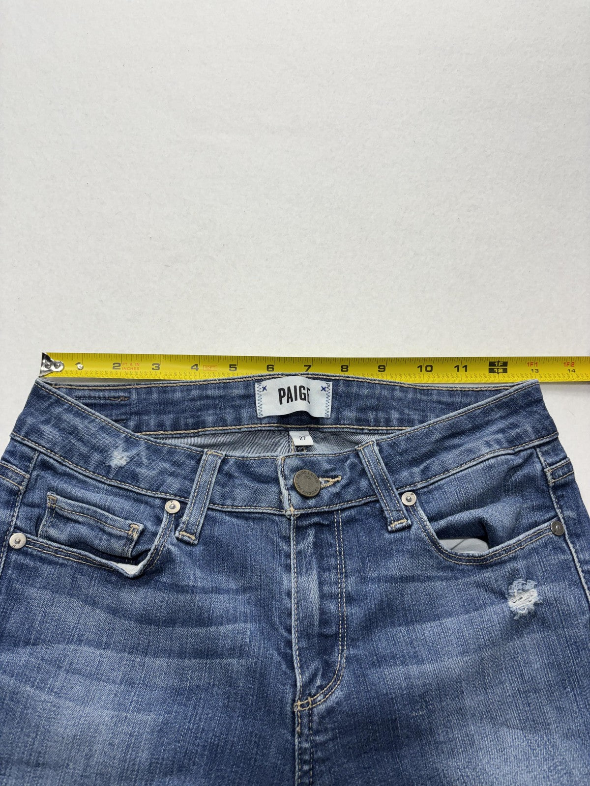 Paige Verdugo Ultra Skinny Jeans Womens 27 Blue Distressed 28x28.5 Stretch