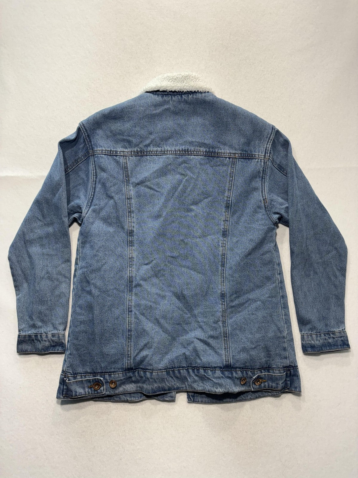CI SONO Sherpa Lined Denim Jacket Juniors S Blue DJK939 Mid Length Trucker Coat