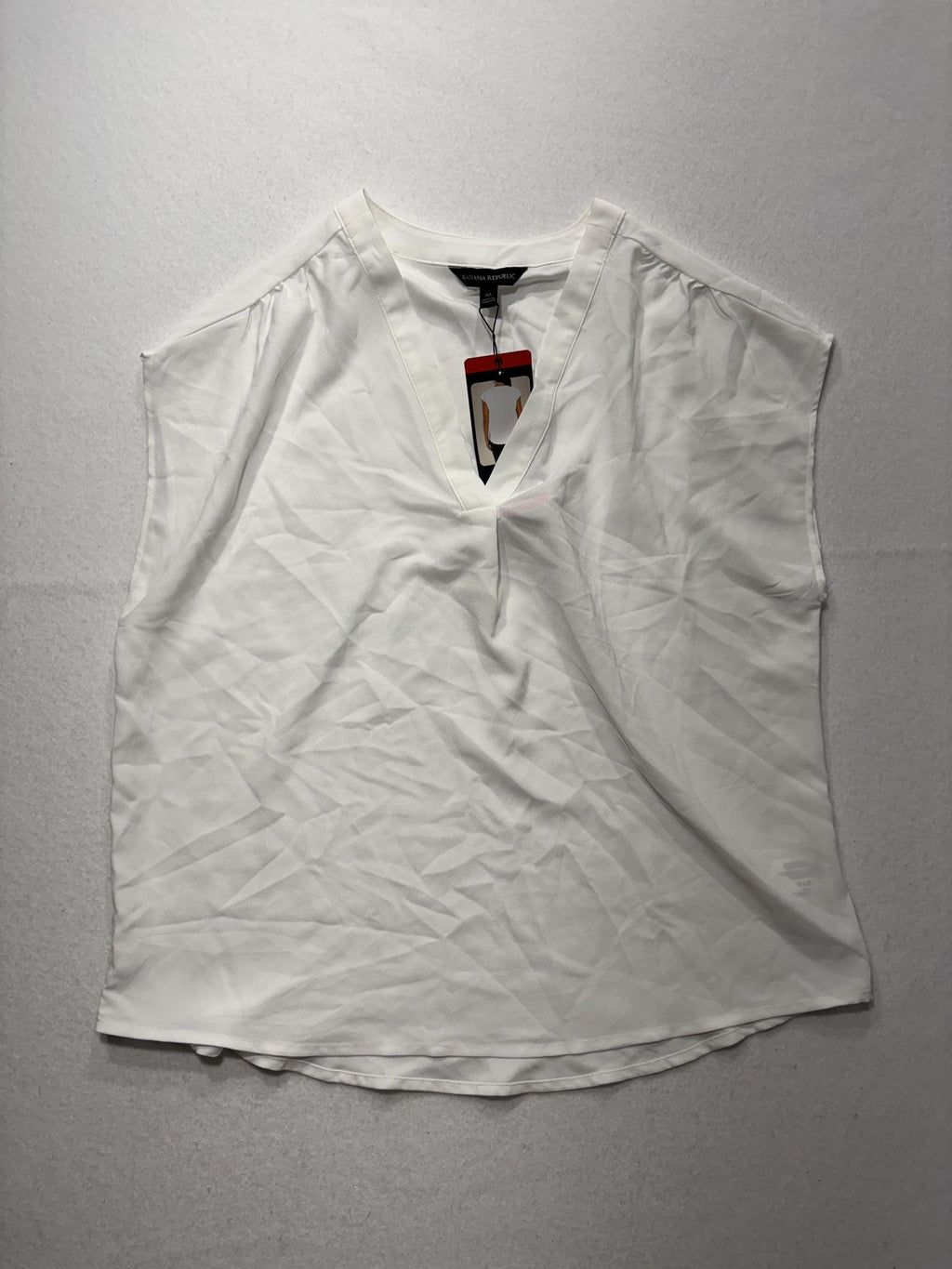 Banana Republic Blouse Womens Medium White V Neck Cap Sleeve Lightweight Top