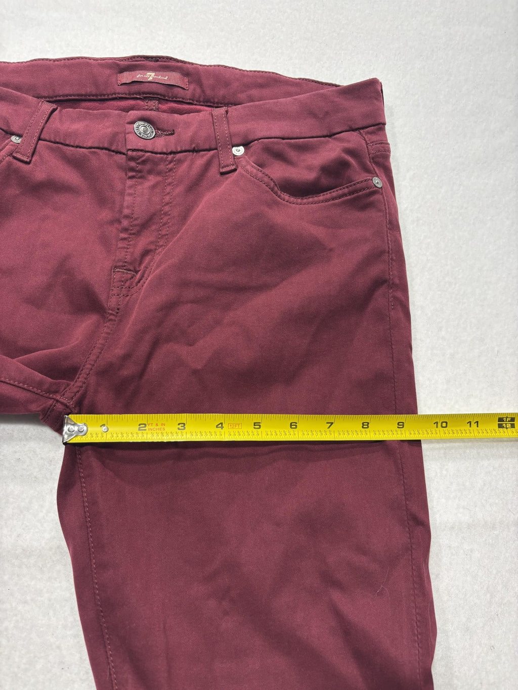 7 For All Mankind Jeans Womens 30 Red Burgundy Skinny Mid Rise Stretch 30x27.5
