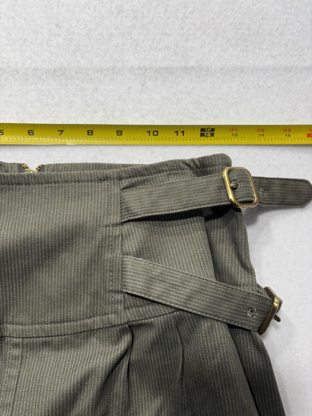 Marc By Marc Jacobs Skirt Womens 6 Green Twill Buckle Pleated A Line Knee Length
