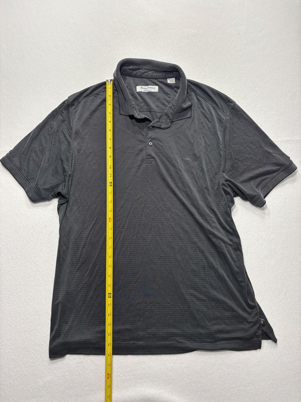 Tommy Bahama Polo Shirt Mens 2XL Gray Island Zone Striped Moisture Wicking