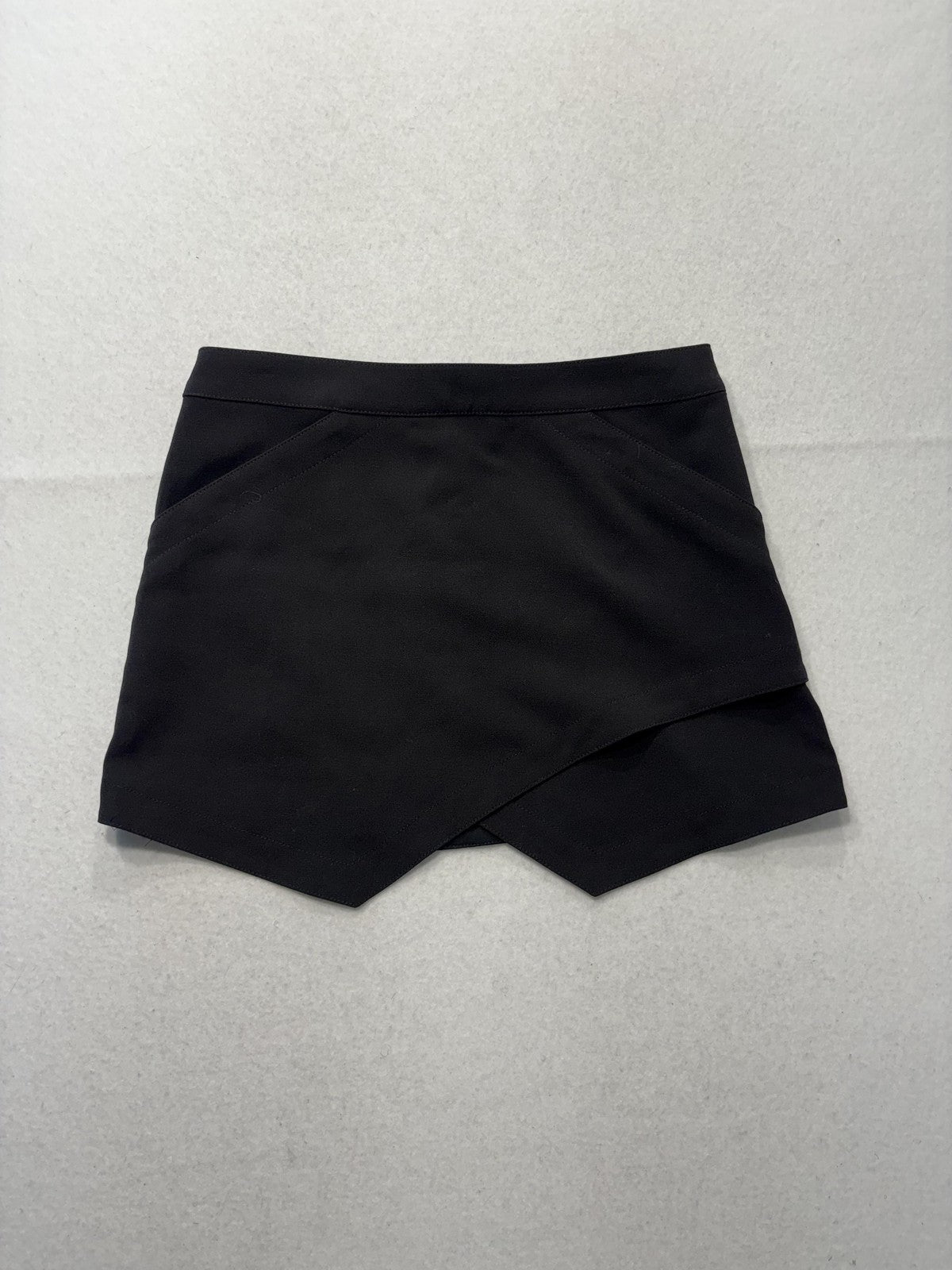 BCBGMAXAZRIA Skirt Womens Small Black Wrap Asymmetric Layered Mini Beckett Zip