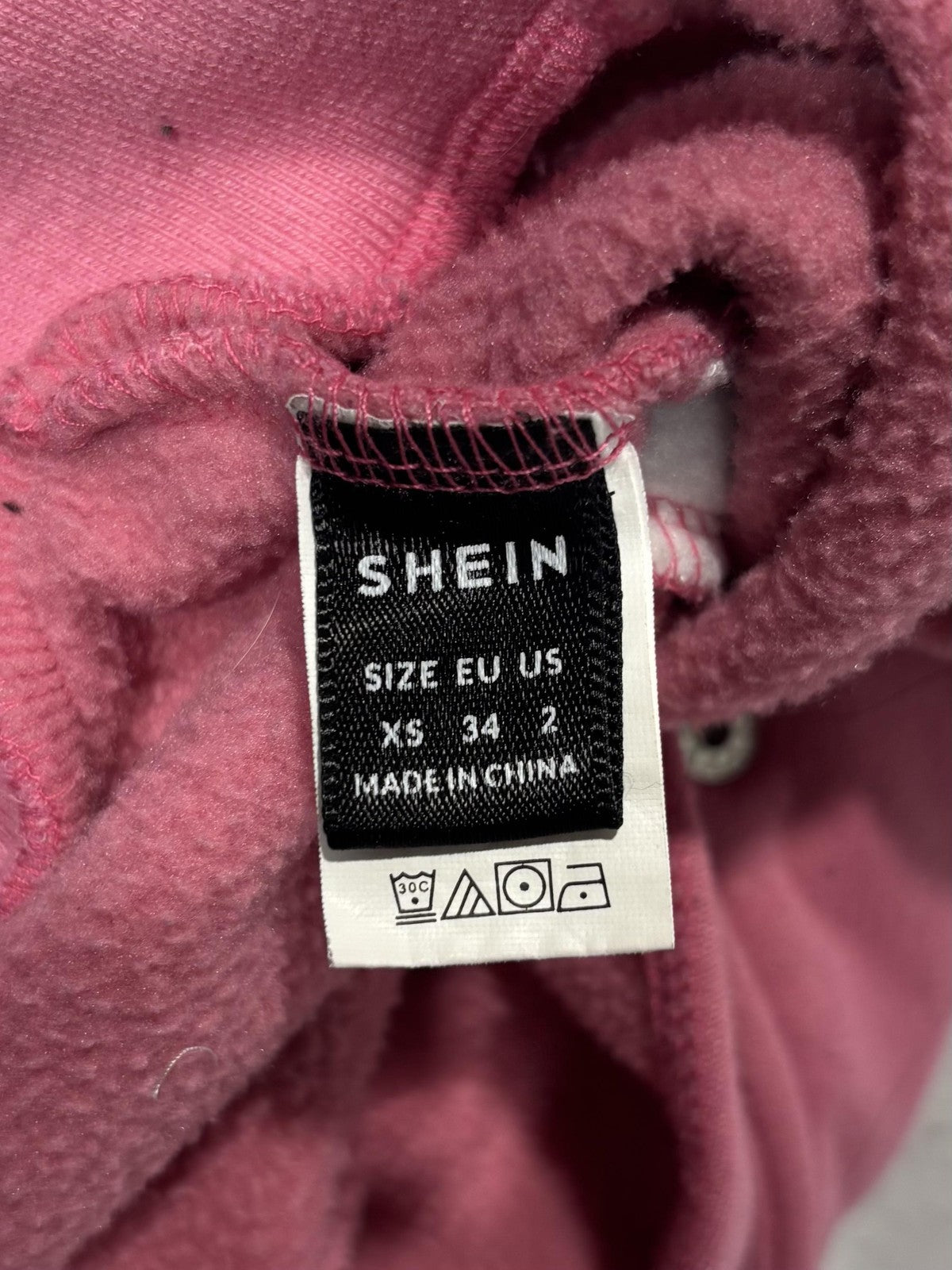 SHEIN Jacket Womens XS Pink Varsity Bomber Letter R Cropped Snap Front Fleece