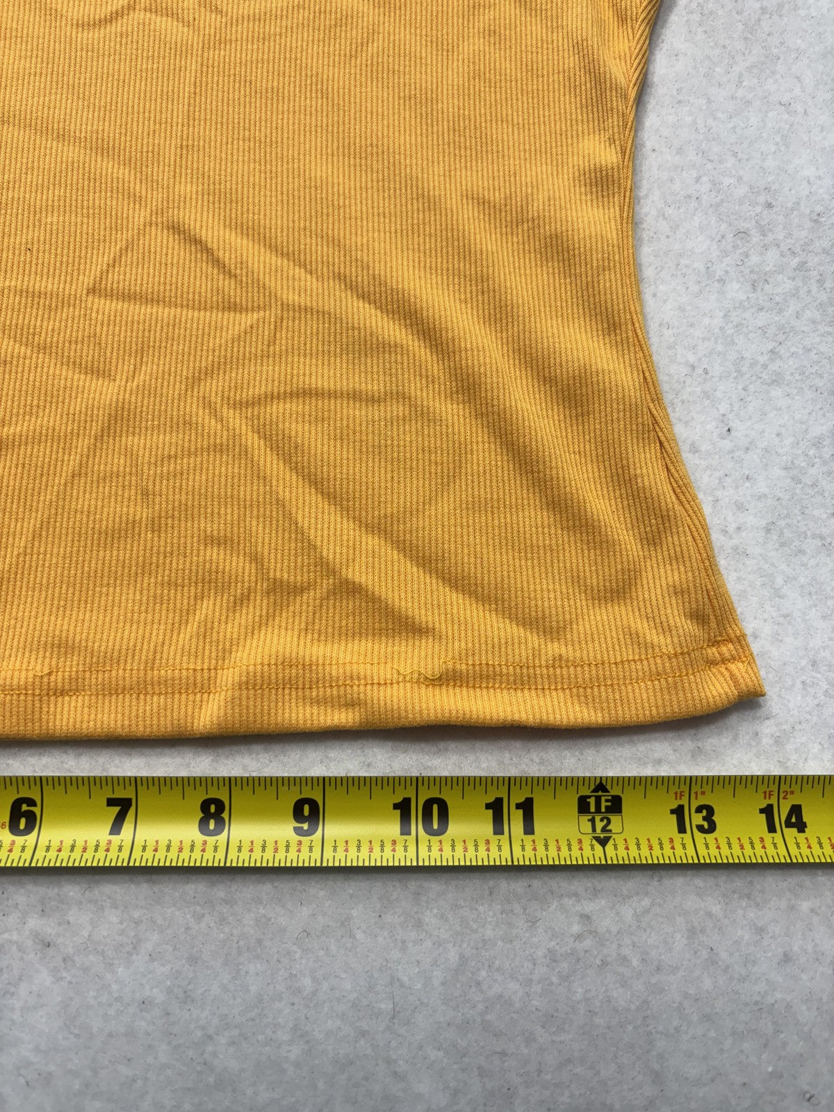 Tank Top Womens S Yellow Scoop Neck Ribbed Knit Slim Fit Basic Summer Casual