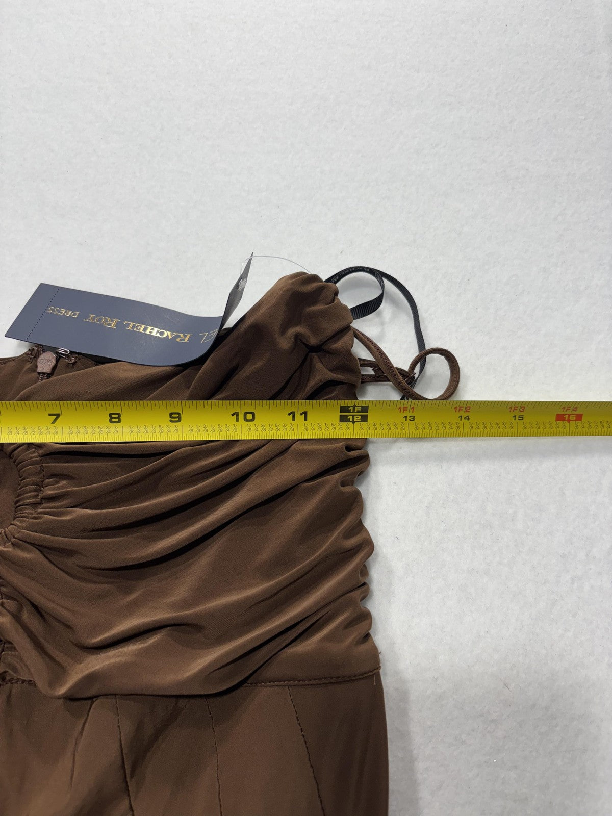 RACHEL Rachel Roy Dress Womens Small Brown Strapless Ruched Jersey Maxi