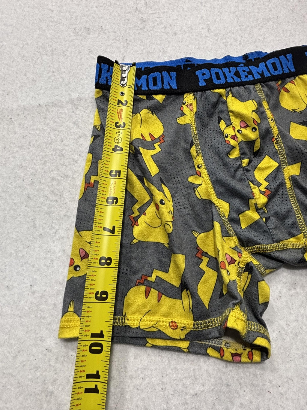 Pokemon Boxer Briefs Boys 4 Gray Pikachu Print Underwear Breathable Stretch