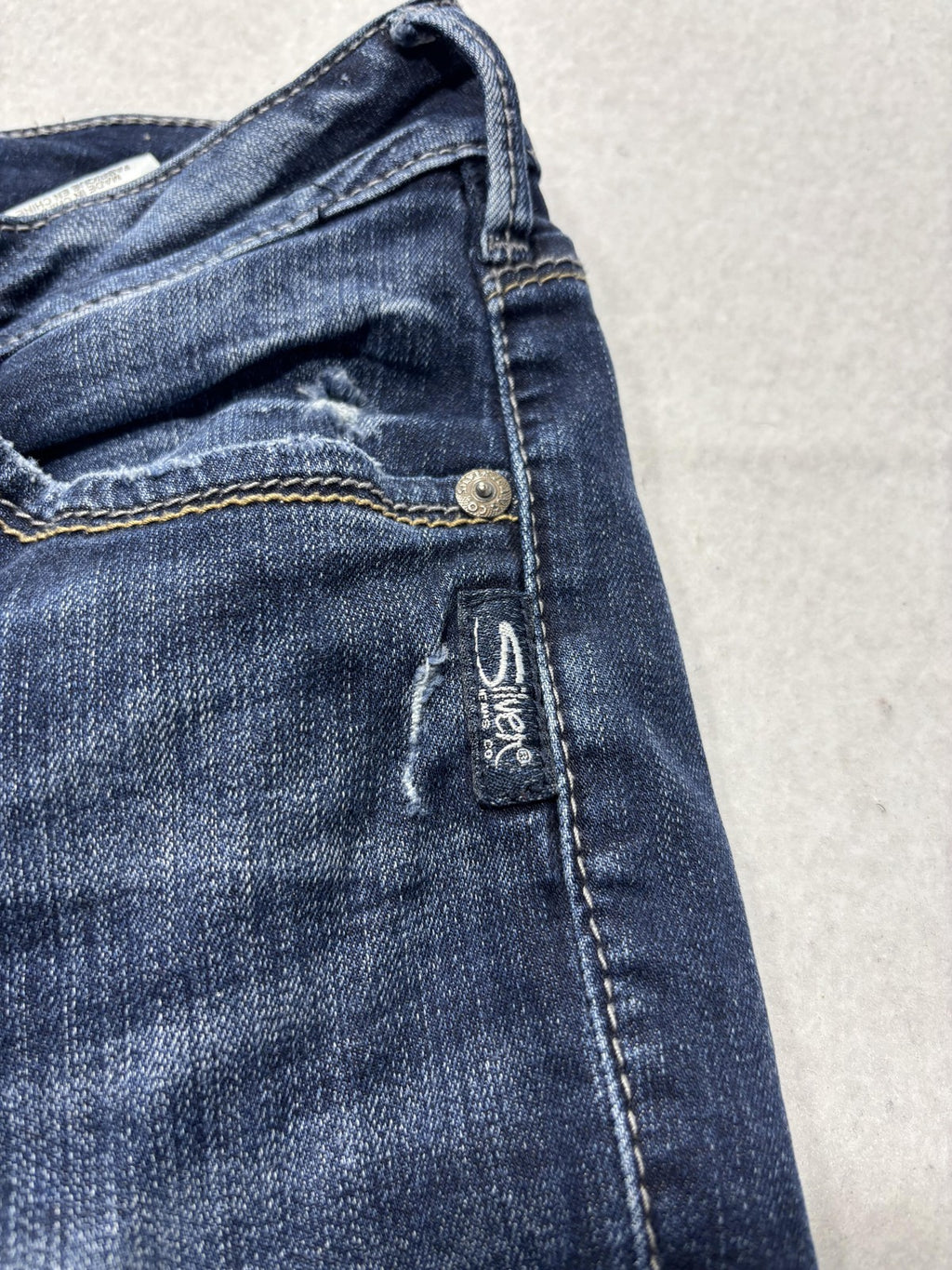 Silver Jeans Co Avery Ankle Skinny Jeans Womens 28 Blue Distressed 29x27
