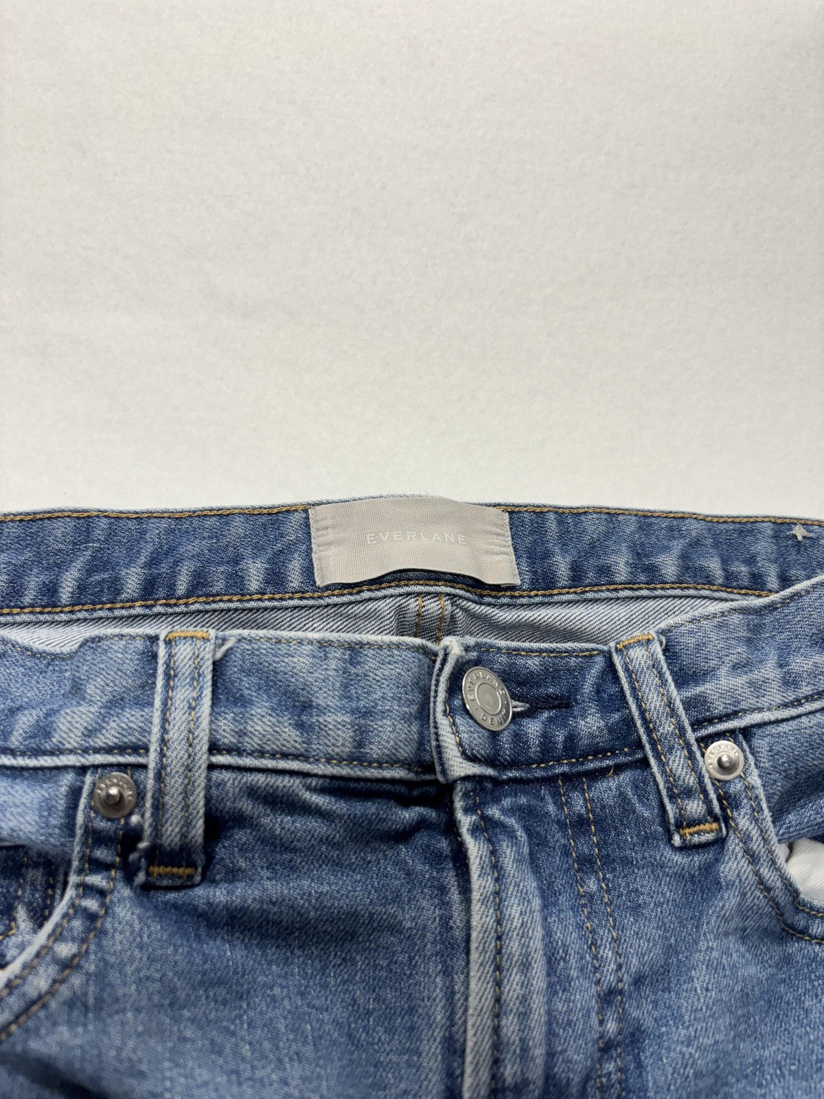 Everlane Jeans Womens 29 Blue Medium Wash Straight Leg Mid Rise Stretch 29x27.5