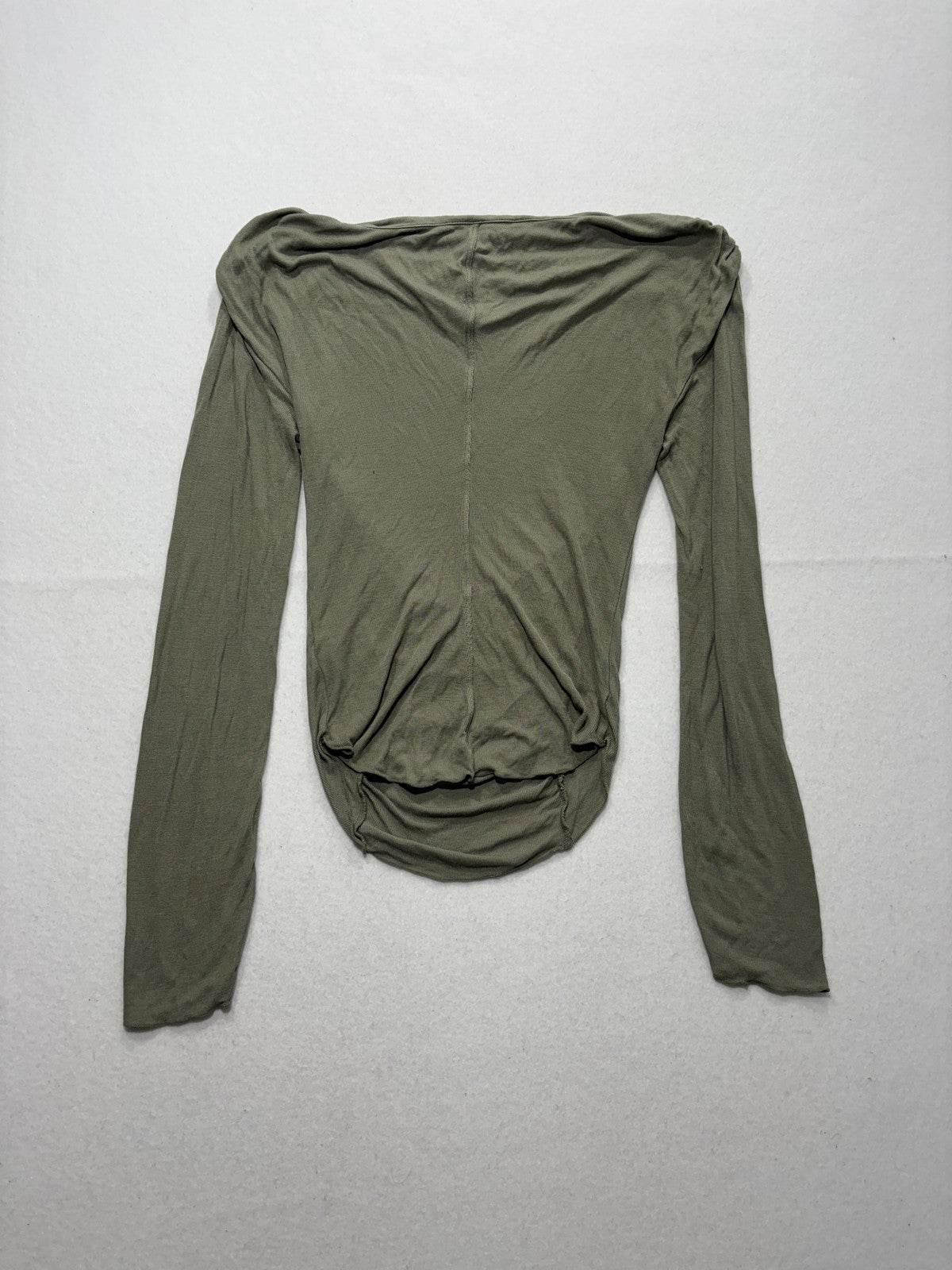 Free People Shirt Womens XS Green Off Shoulder Ruched Long Sleeve Jersey