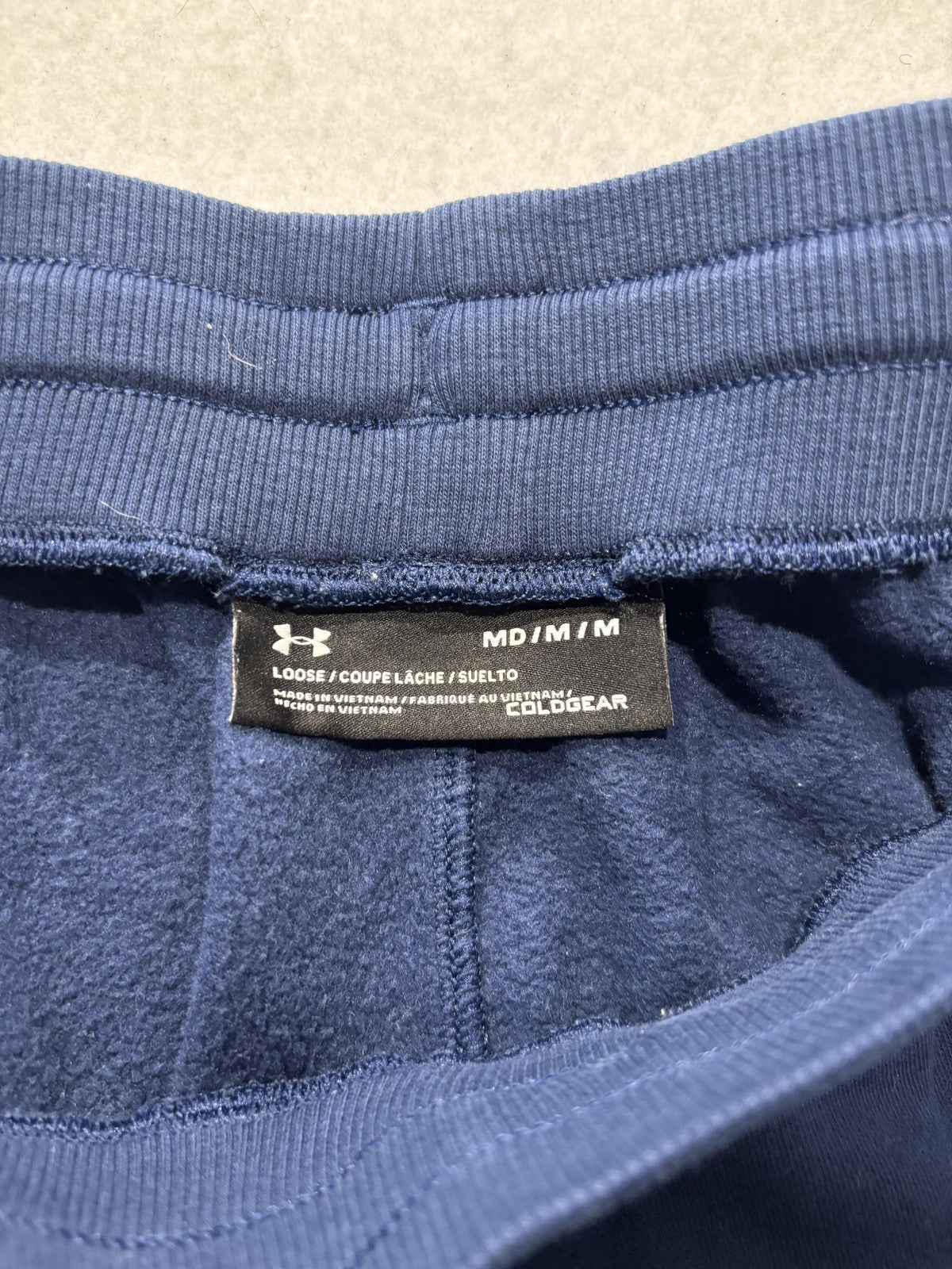 Under Armour ColdGear Sweatpants Mens Medium Blue Fleece Elastic Waist Logo