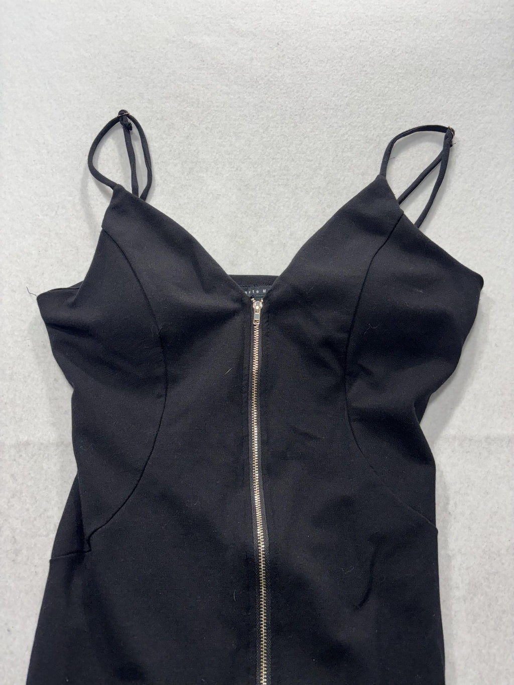 Haute Monde Dress Womens Large Black V Neck Zip Bodycon Mini Party HMD10208