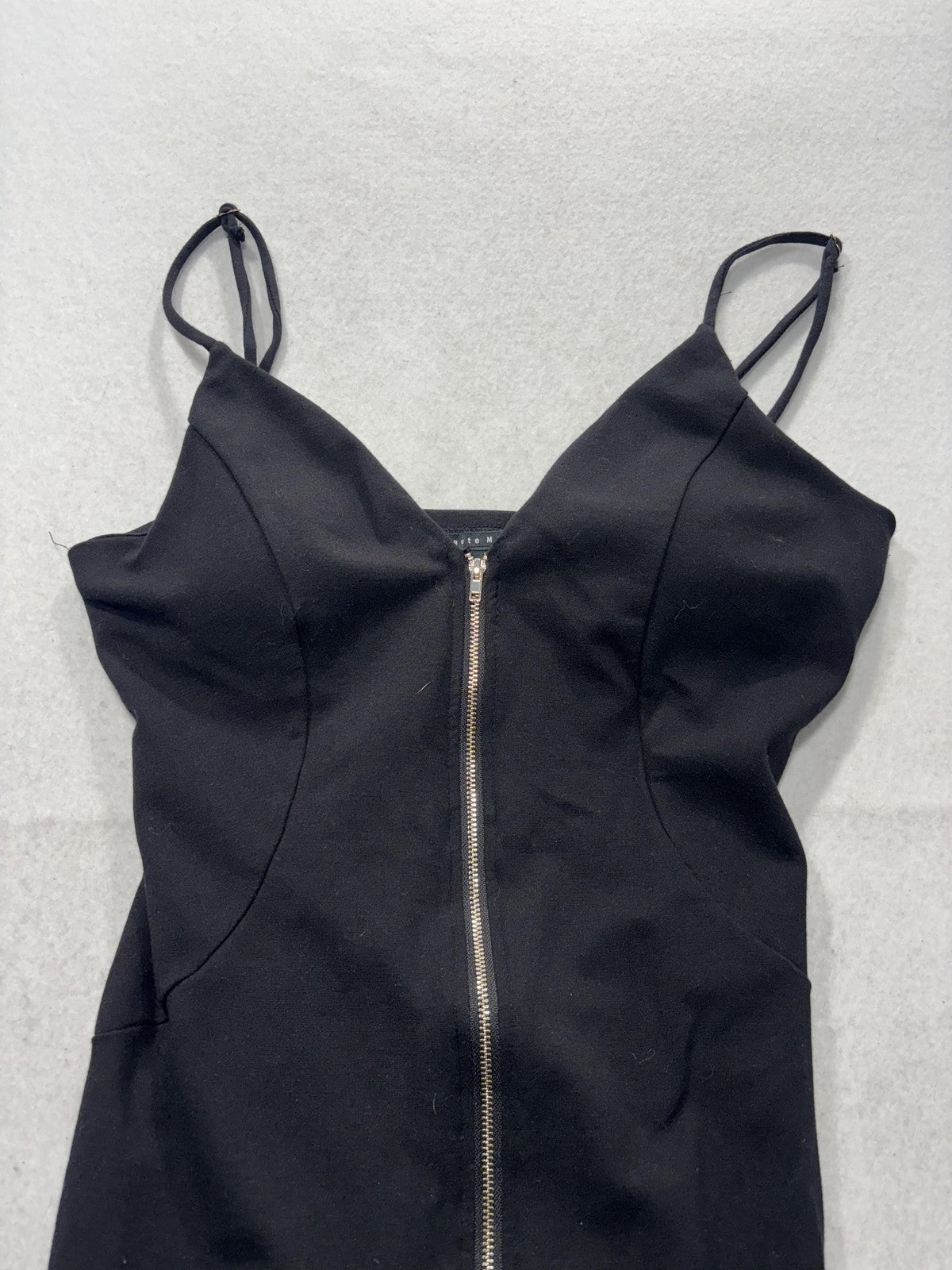 Haute Monde Dress Womens Large Black V Neck Zip Bodycon Mini Party HMD10208