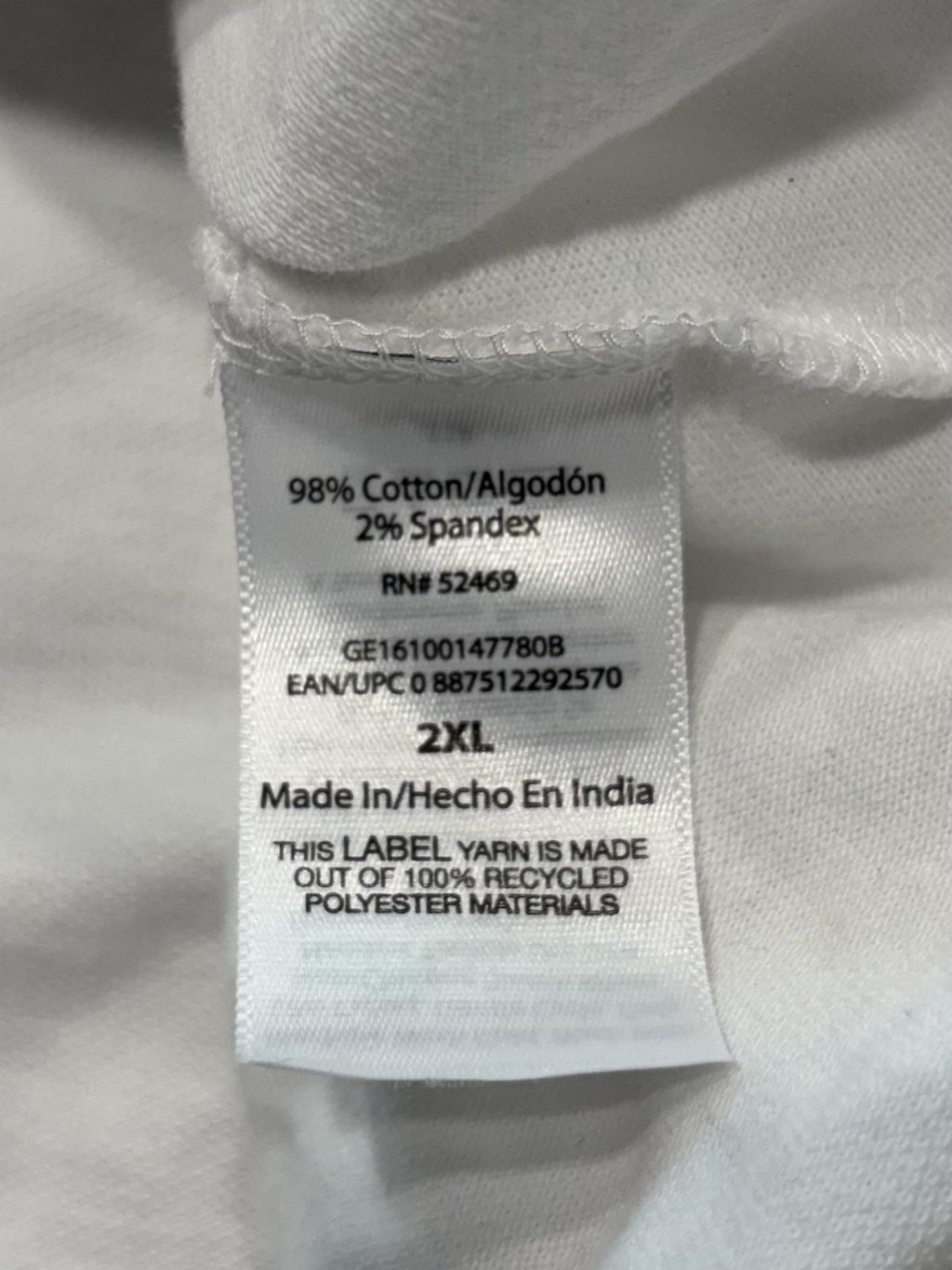 George Polo Shirt Mens 2XL White Stretch Knit Short Sleeve Tagless Casual