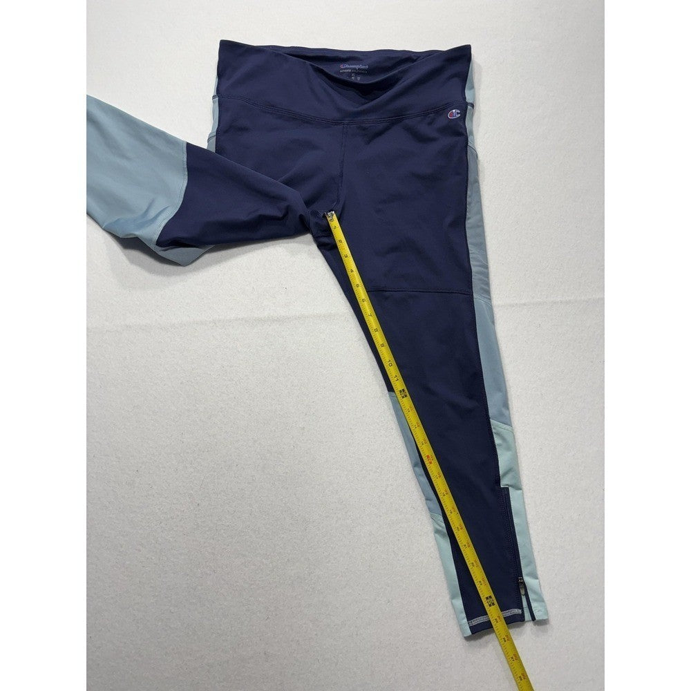 Champion Leggings Womens XL Blue Colorblock Zip Ankle Athleticwear M9217