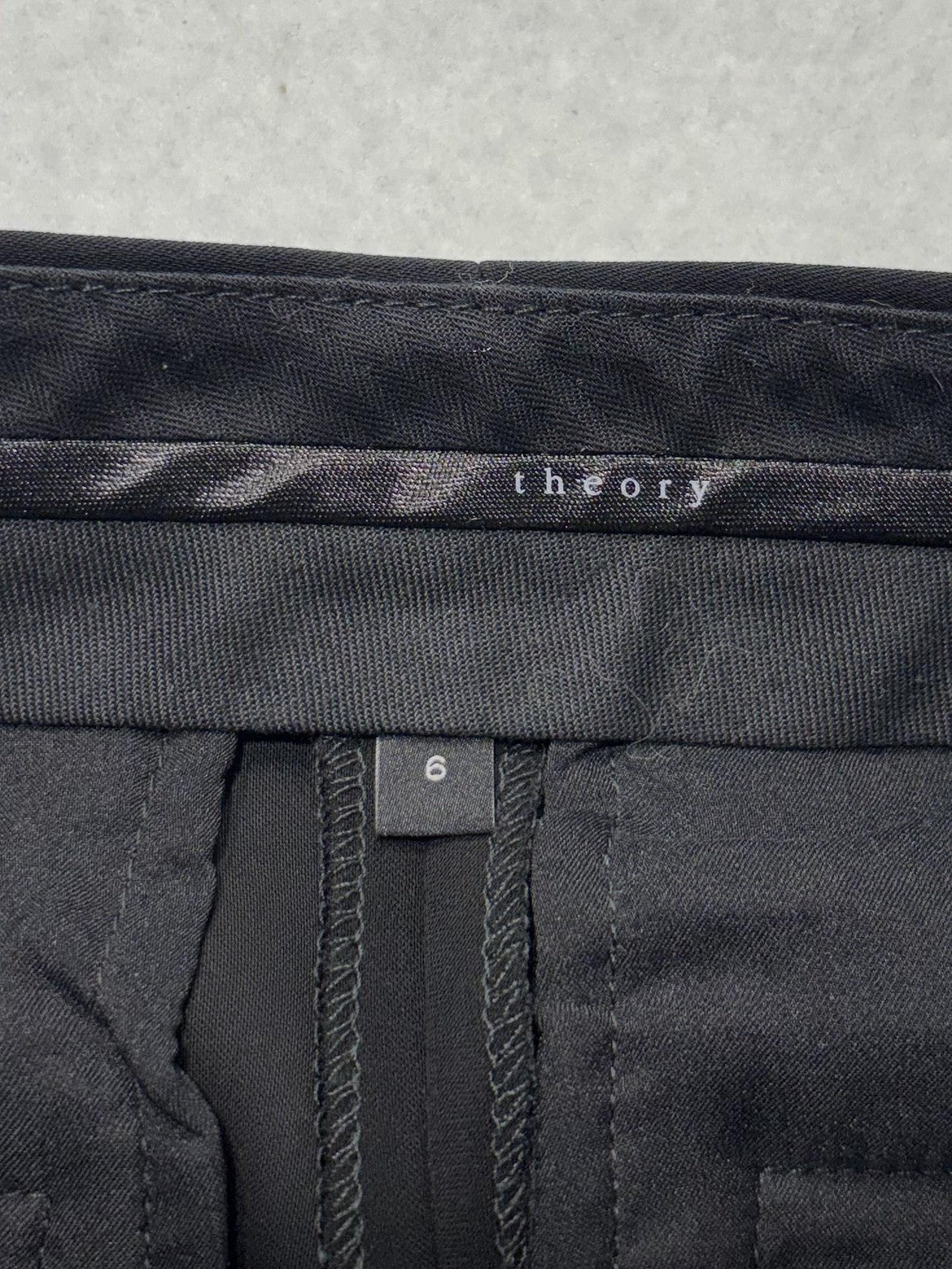 Theory Dress Pants Womens 6 Black Crepe Slim Ankle Lined Flat Front Work Career