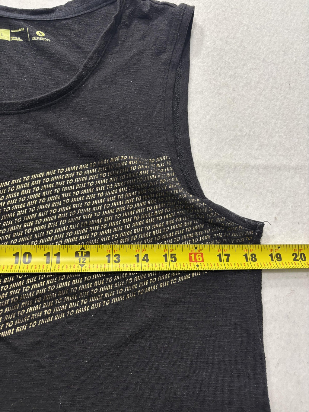 Xersion Tank Womens Large Black Scoop Neck Rise To Shine Graphic Athletic Top