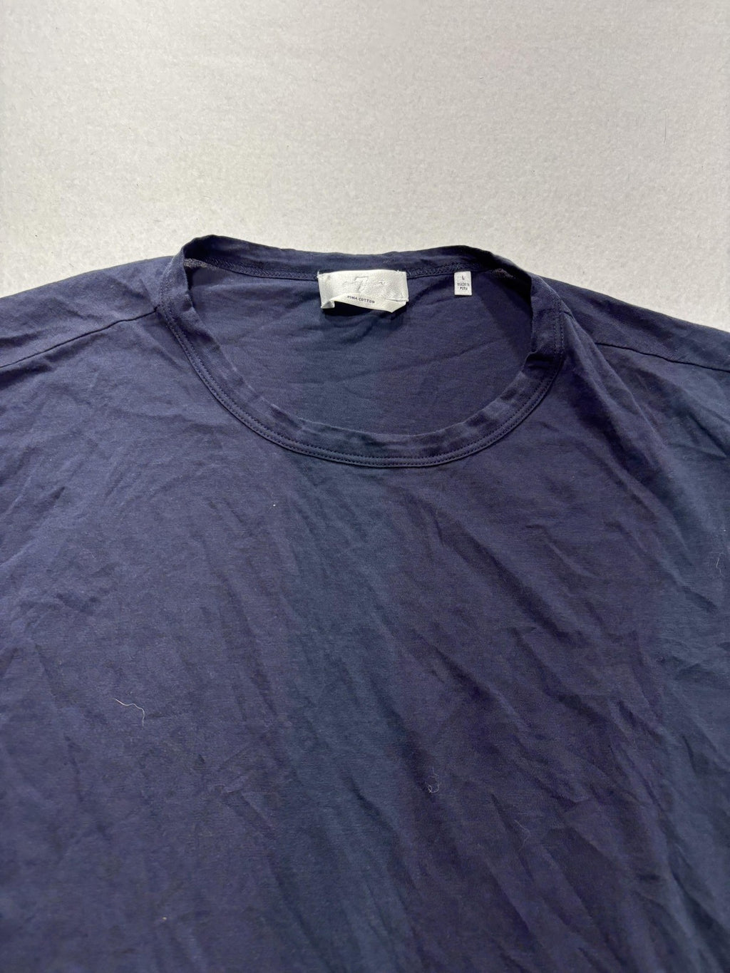 7 For All Mankind Shirt Mens Large Blue Pima Cotton Crew Neck Tee Casual
