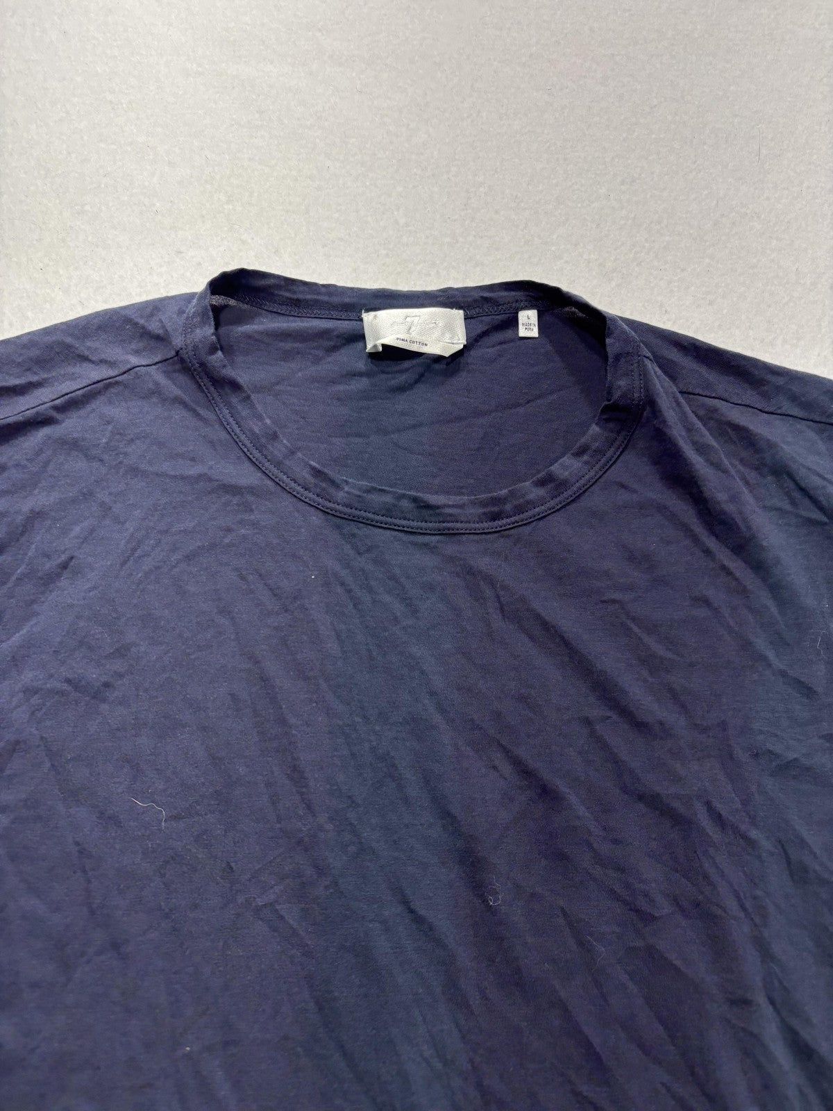 7 For All Mankind Shirt Mens Large Blue Pima Cotton Crew Neck Tee Casual