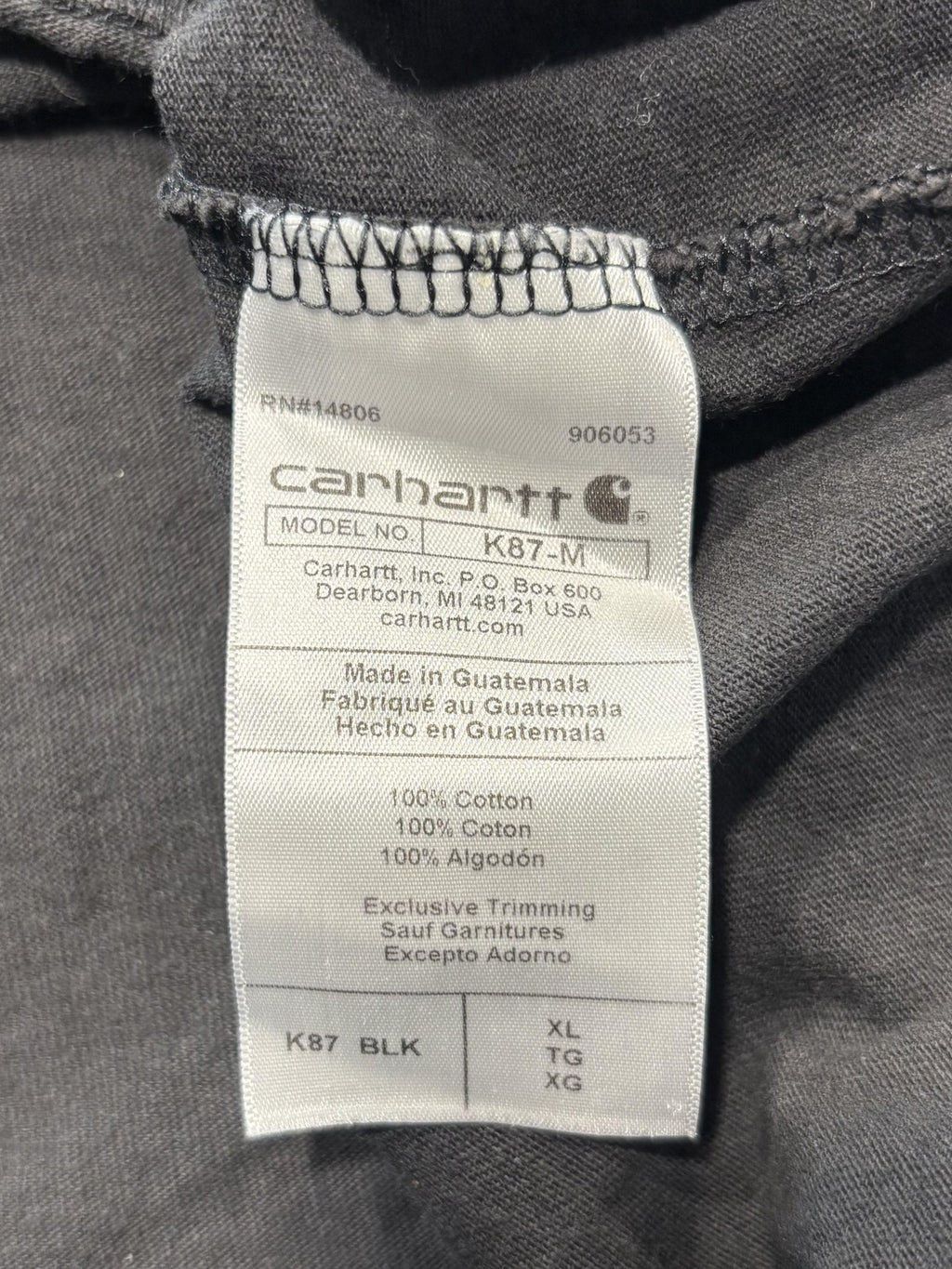 Carhartt Shirt Mens XL Black K87 Loose Fit Pocket T-Shirt Short Sleeve Workwear