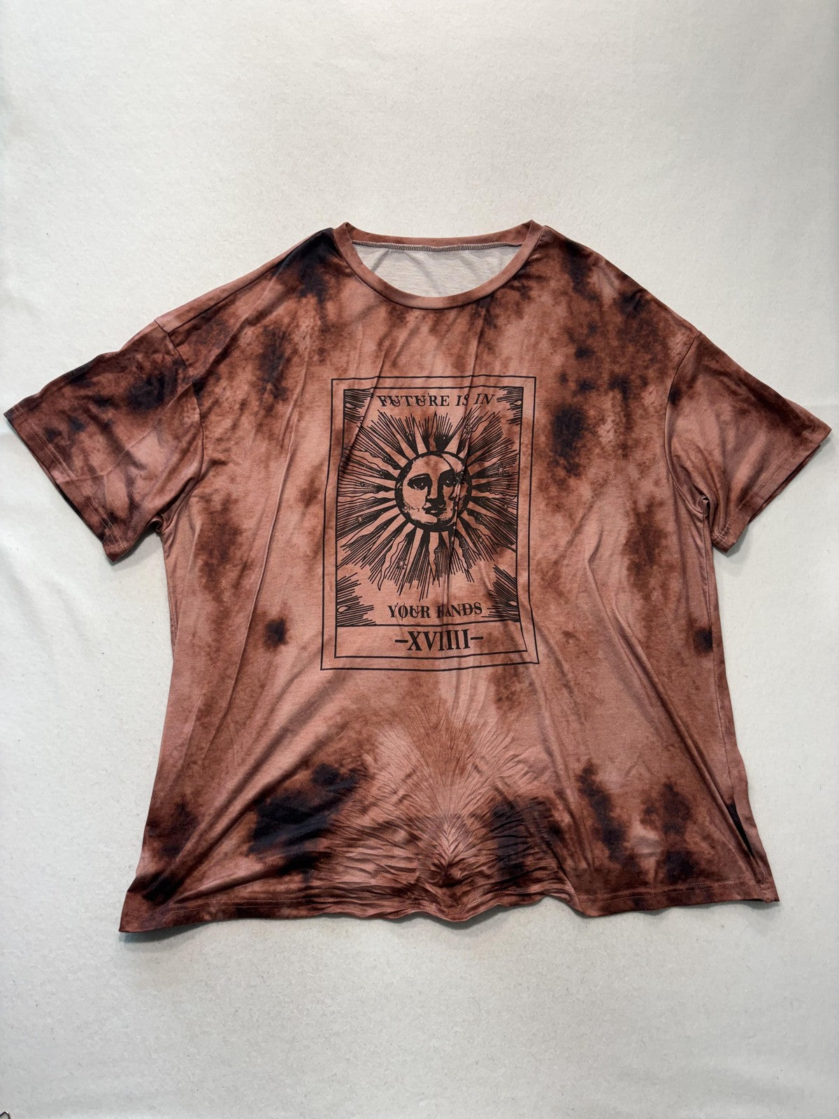 Shein Shirt Womens 2XL Brown Future Is In Your Hands Graphic Tee Sun Astrology