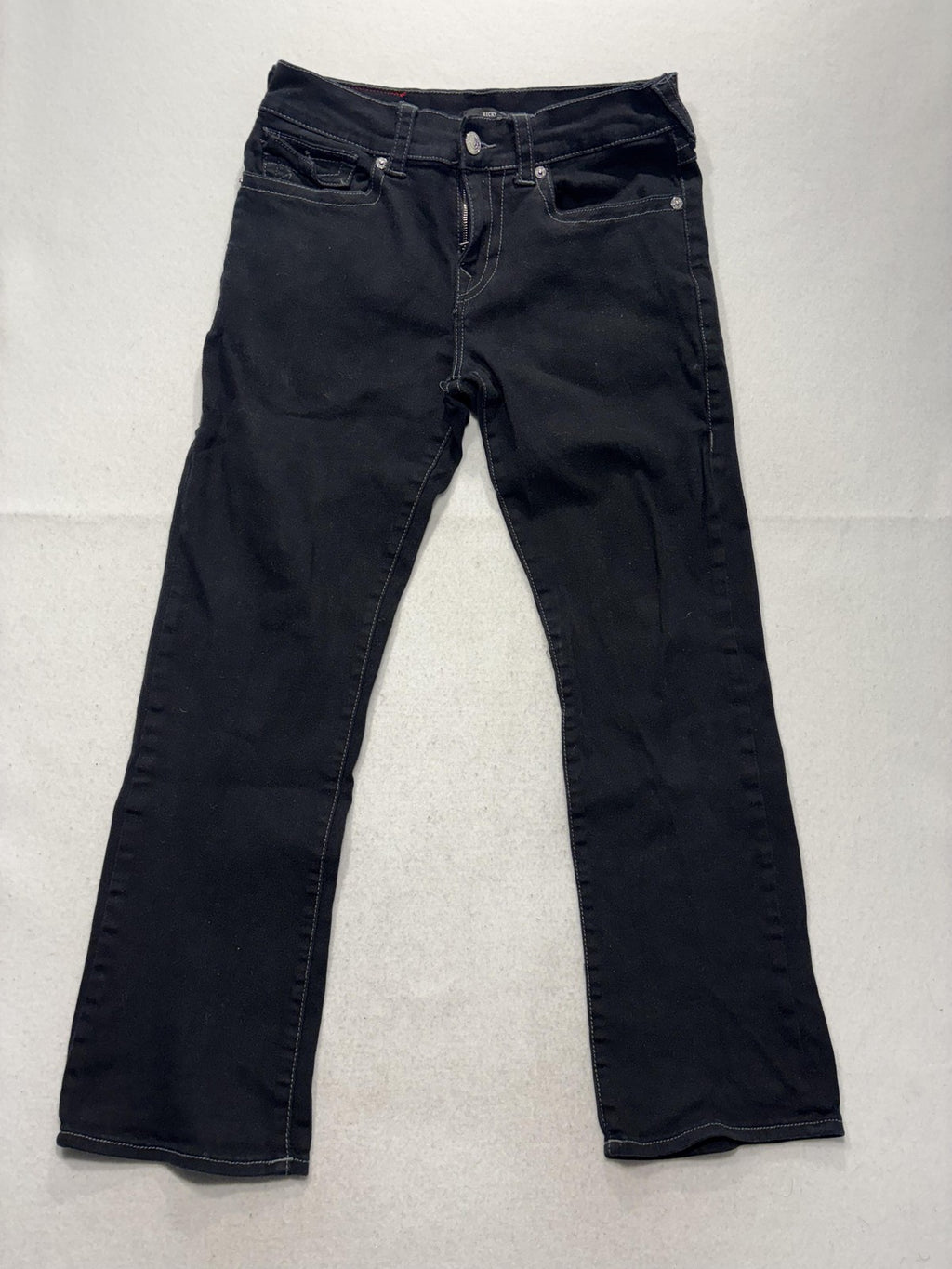 True Religion Ricky Relaxed Straight Jeans Mens 32x32 Black Dark Wash Stretch
