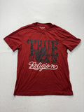 True Religion Shirt Mens Small Red Buddha Logo Graphic Tee Short Sleeve Cotton