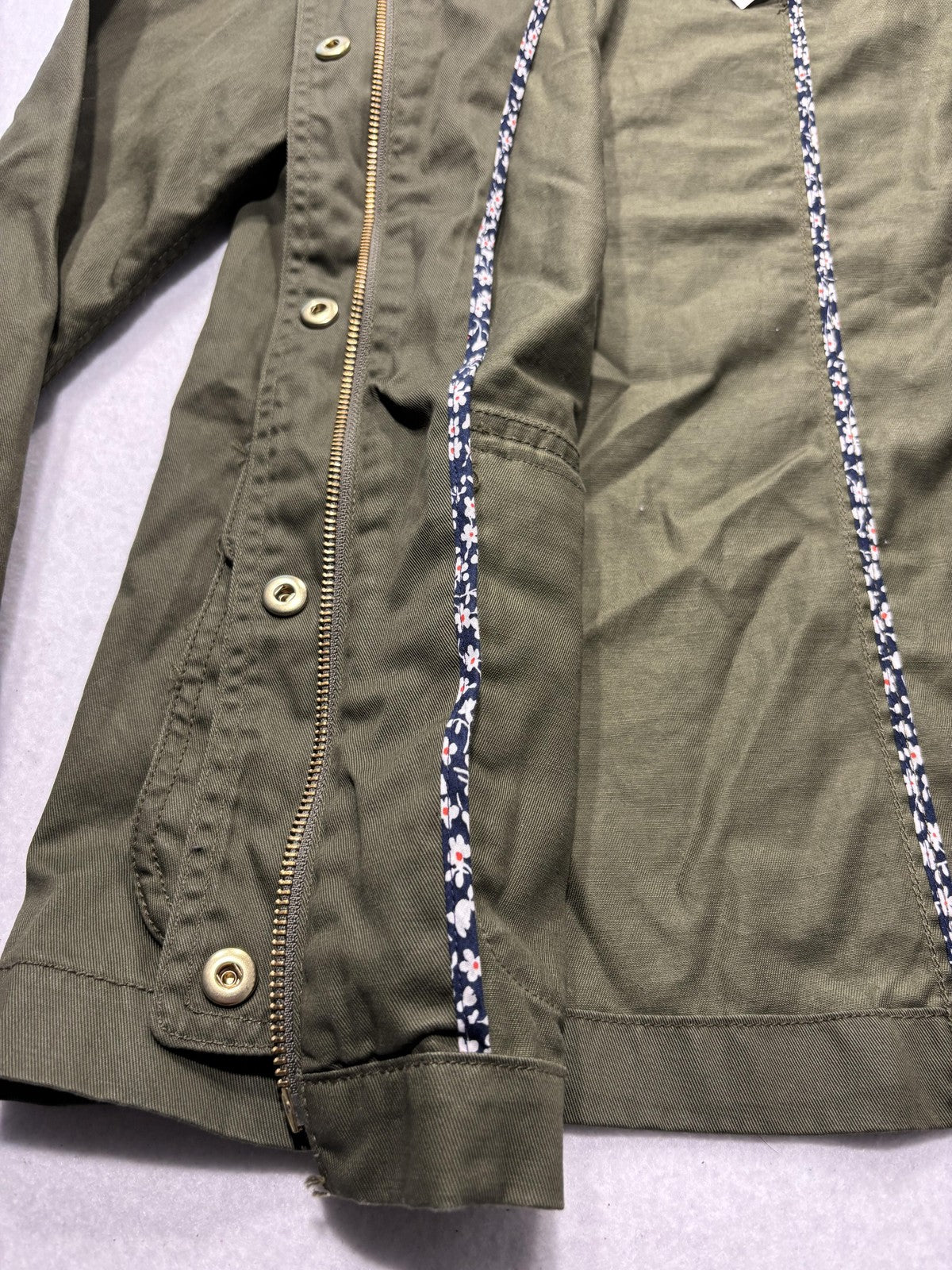 J.Crew Jacket Womens XS Green Utility Military Corduroy Collar Full Zip Pockets