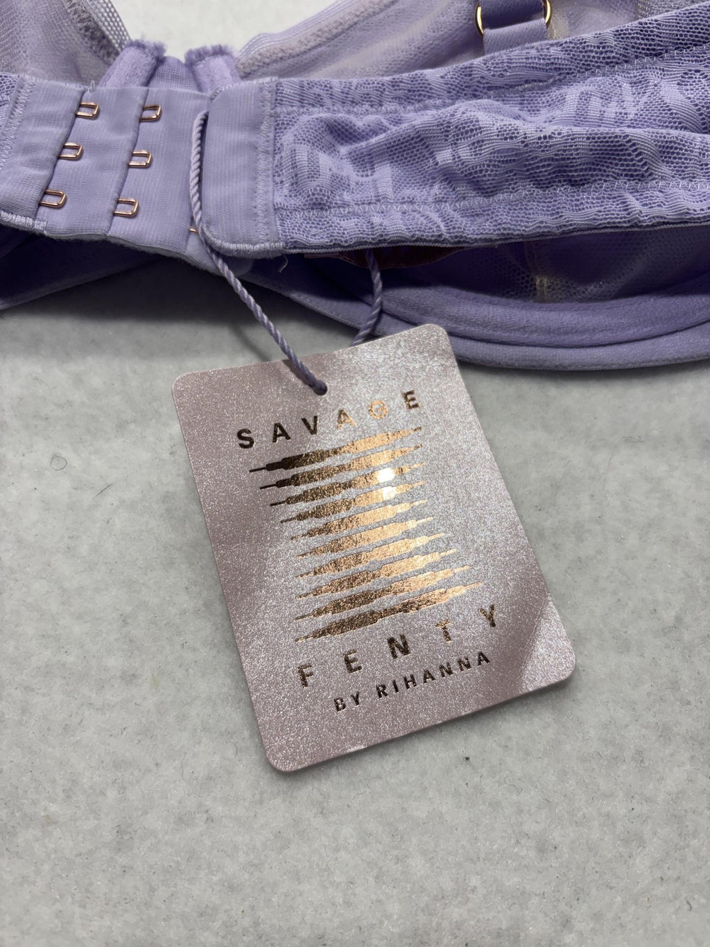 Savage X Fenty Signature Script Bra Womens 38D Purple Lace Balconette Underwire
