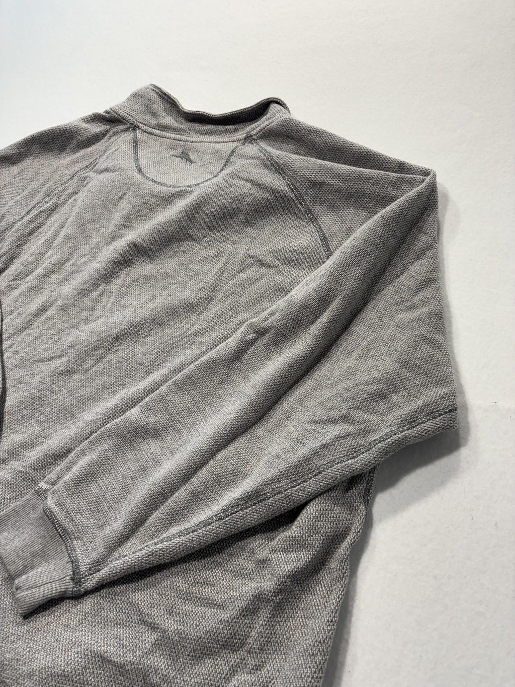 Tommy Bahama Sweater Mens 2XL Gray Mock Neck Snap Placket Knit Pullover Pockets