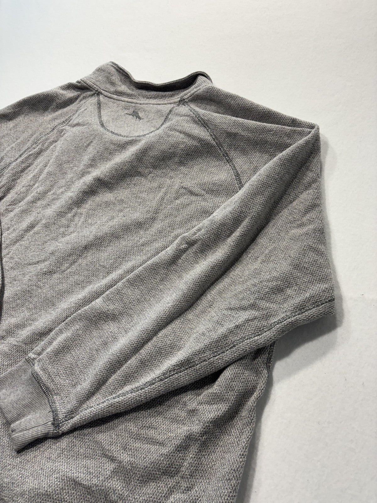 Tommy Bahama Sweater Mens 2XL Gray Mock Neck Snap Placket Knit Pullover Pockets