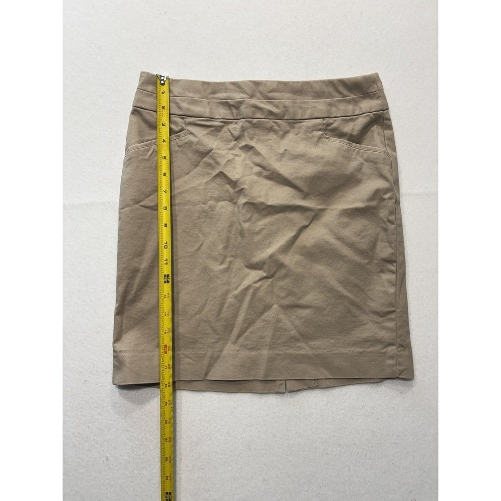 Banana Republic Skirt Womens 4 Beige Stretch Twill Knee Length Pencil Work