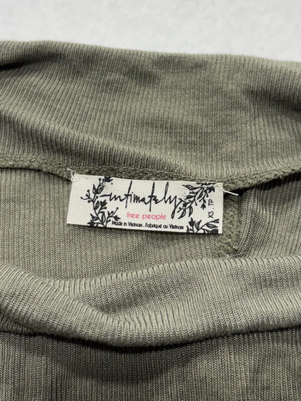 Free People Shirt Womens XS Green Off Shoulder Ruched Long Sleeve Jersey