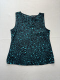 Apt. 9 Blouse Womens Medium Green Leopard Print Shirred Neck Sleeveless Top