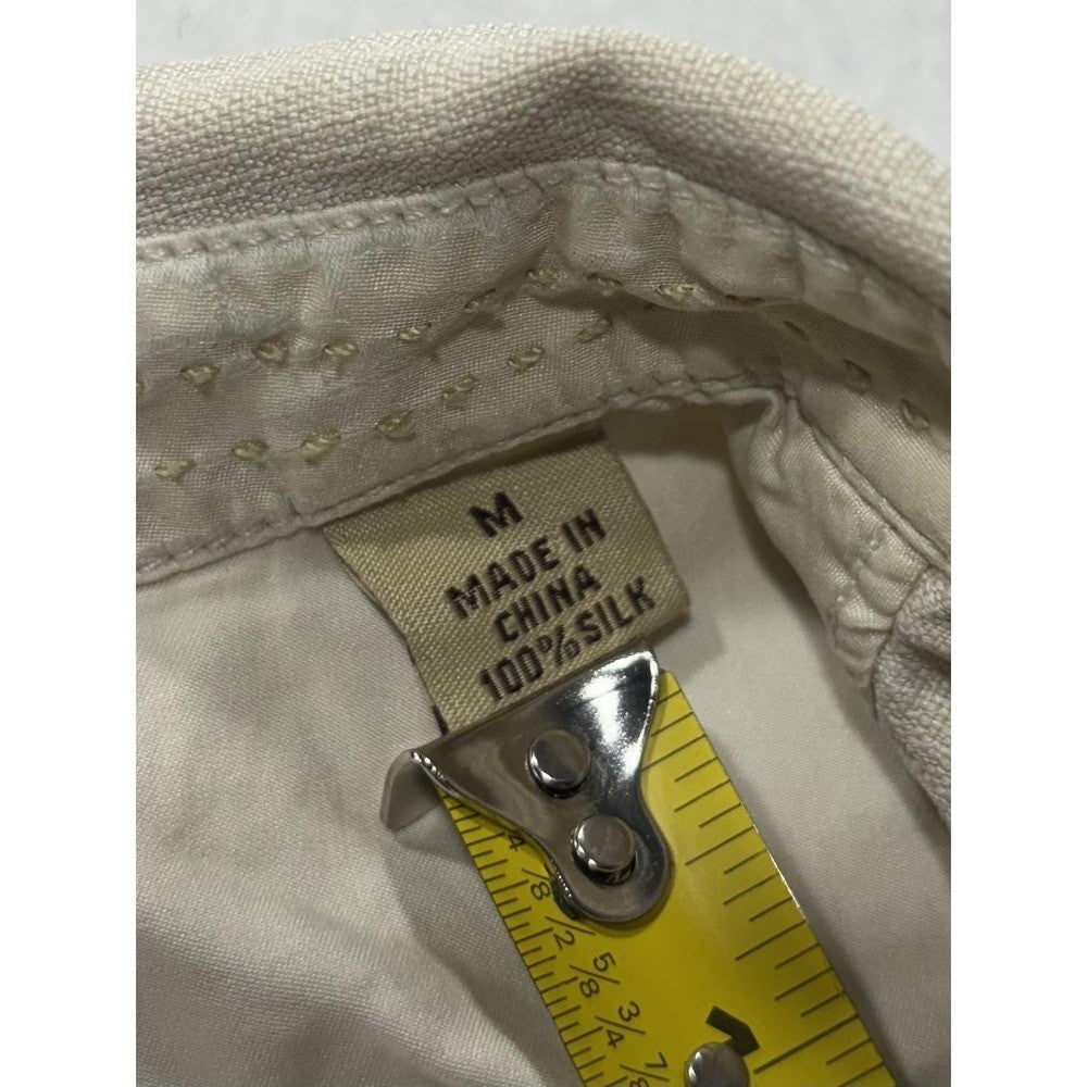 Tommy Bahama Shirt Mens Medium Beige Floral Silk Short Sleeve Button Up Tropical