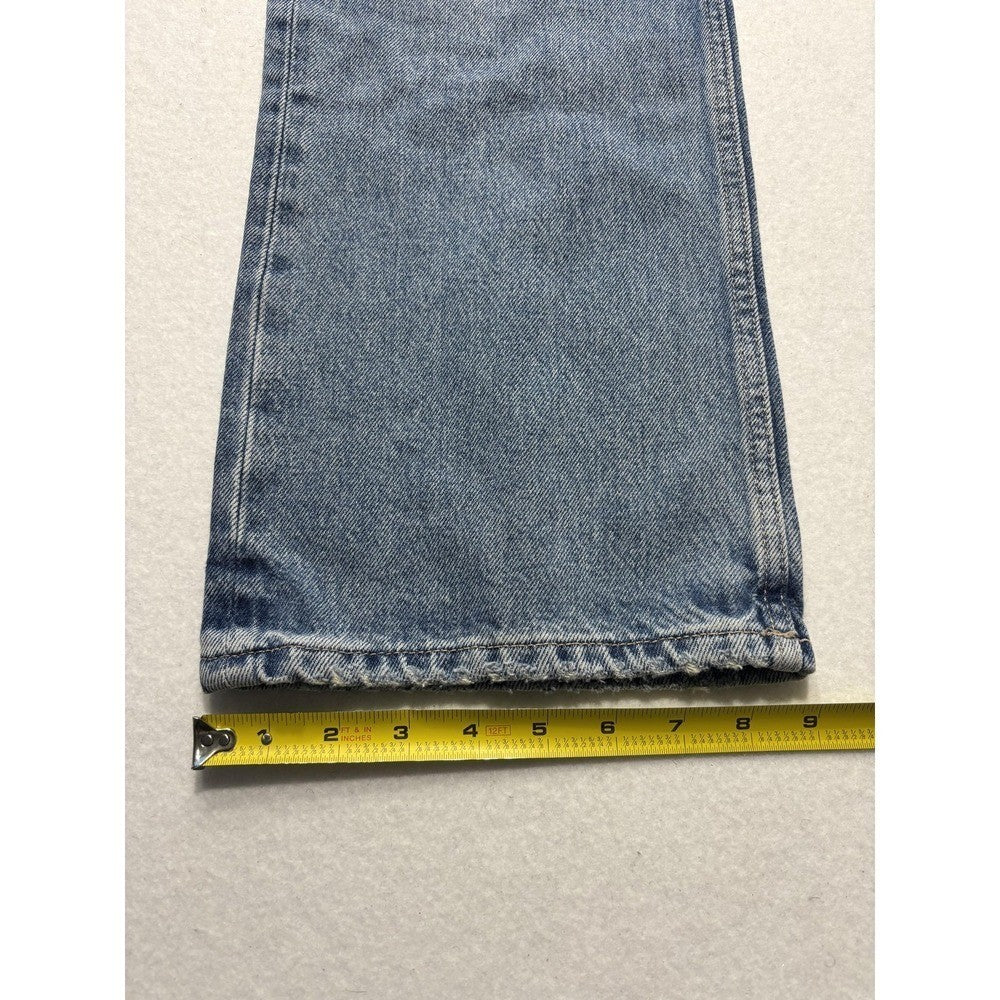 Zara Jeans Womens 2 Blue Medium Wash Straight Leg Mid Rise 24x30.5 Distressed