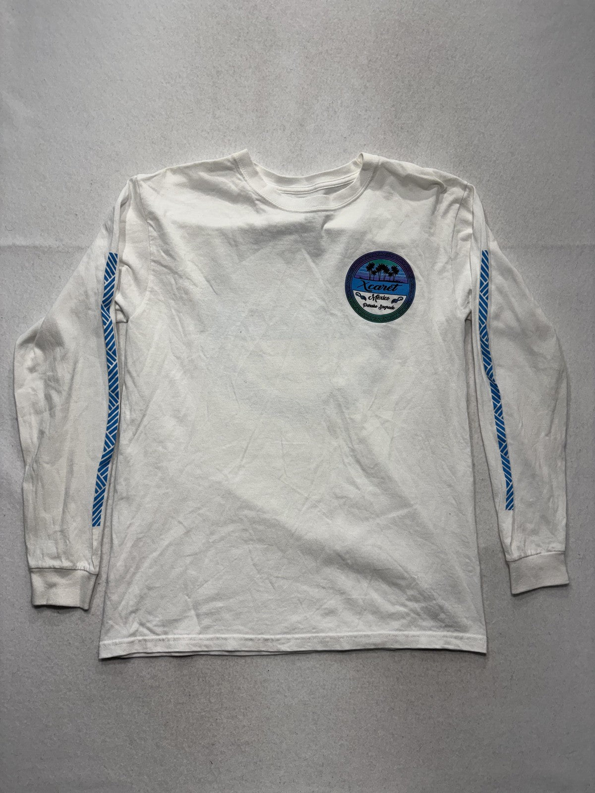 Xcaret Mexico Shirt Mens Medium White Long Sleeve Paraiso Sagrado Graphic Tee