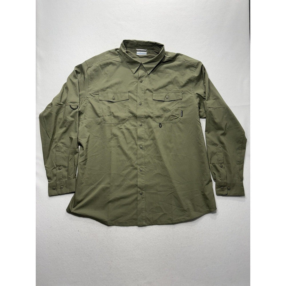 Columbia Omni-Shade Shirt Mens XL Green Long Sleeve Fishing Button Up XM2815