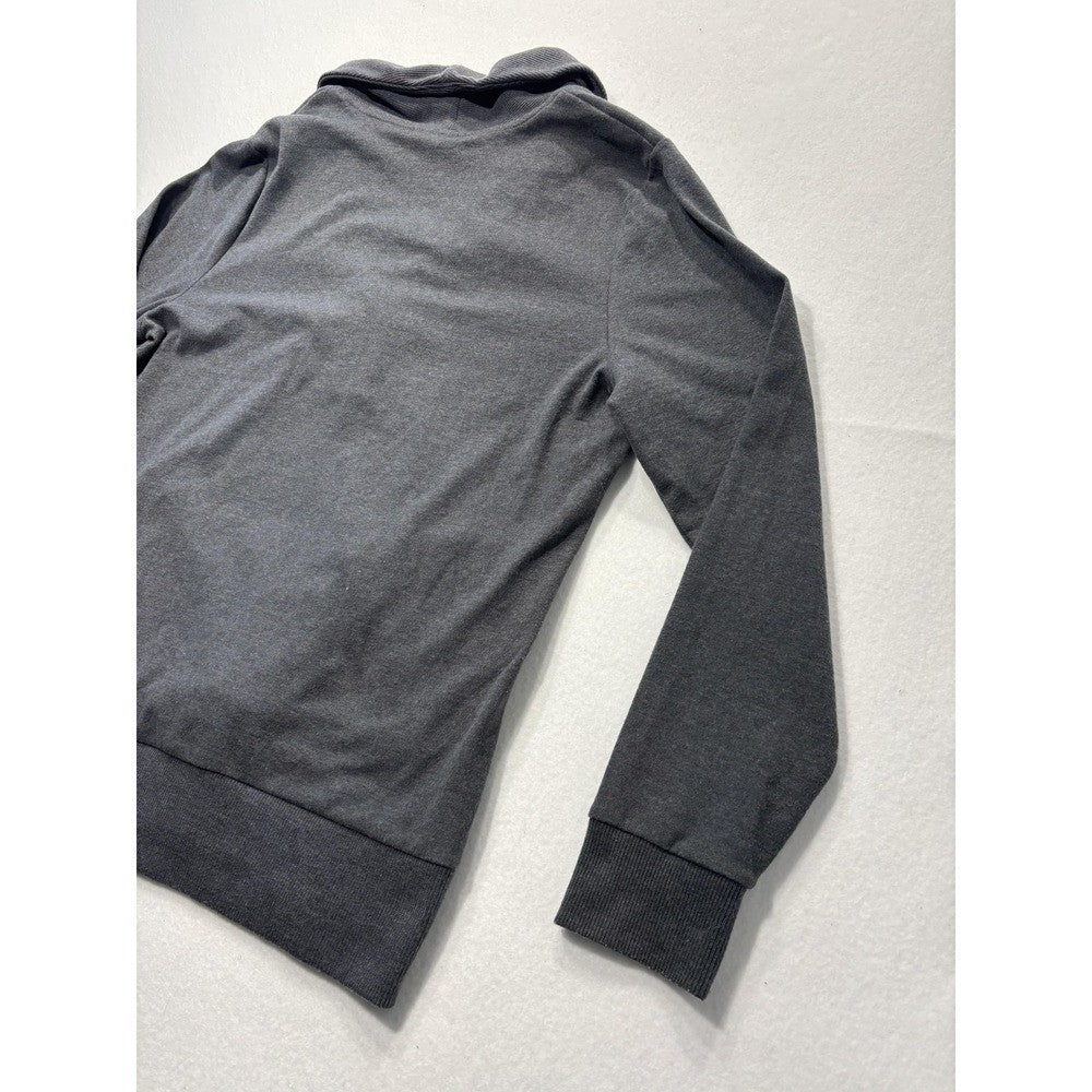 Banana Republic Mens Gray Shawl Collar Henley Sweatshirt Pockets Pullover L