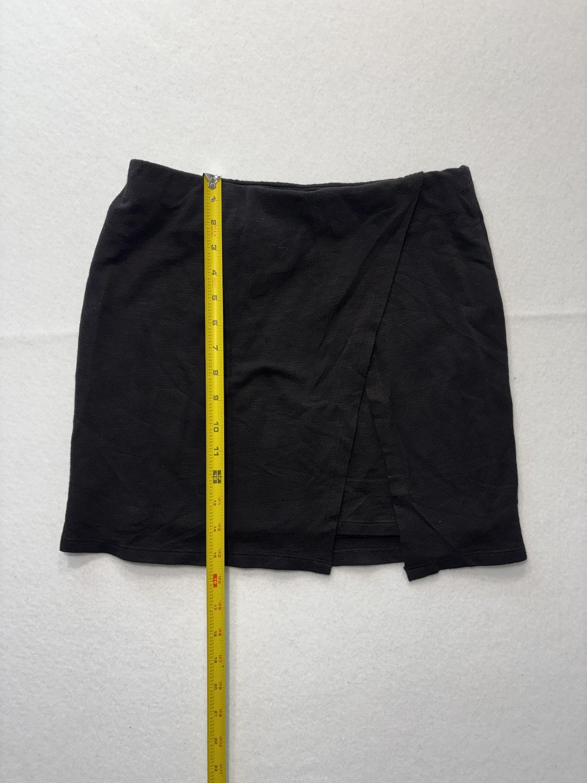 Monrow Skirt Womens 0 Black Jersey Asymmetric Layered Front Slit Mini Pull On