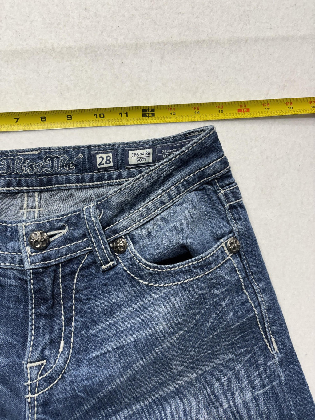Miss Me Jeans Womens 28 Blue Medium Wash Low Rise Bootcut Embellished 28x31