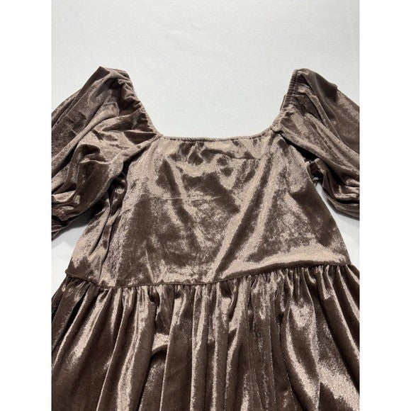 Arula Womens 0X Brown Velvet Puff Sleeve Fit Flare Party Dress ALD45118-018