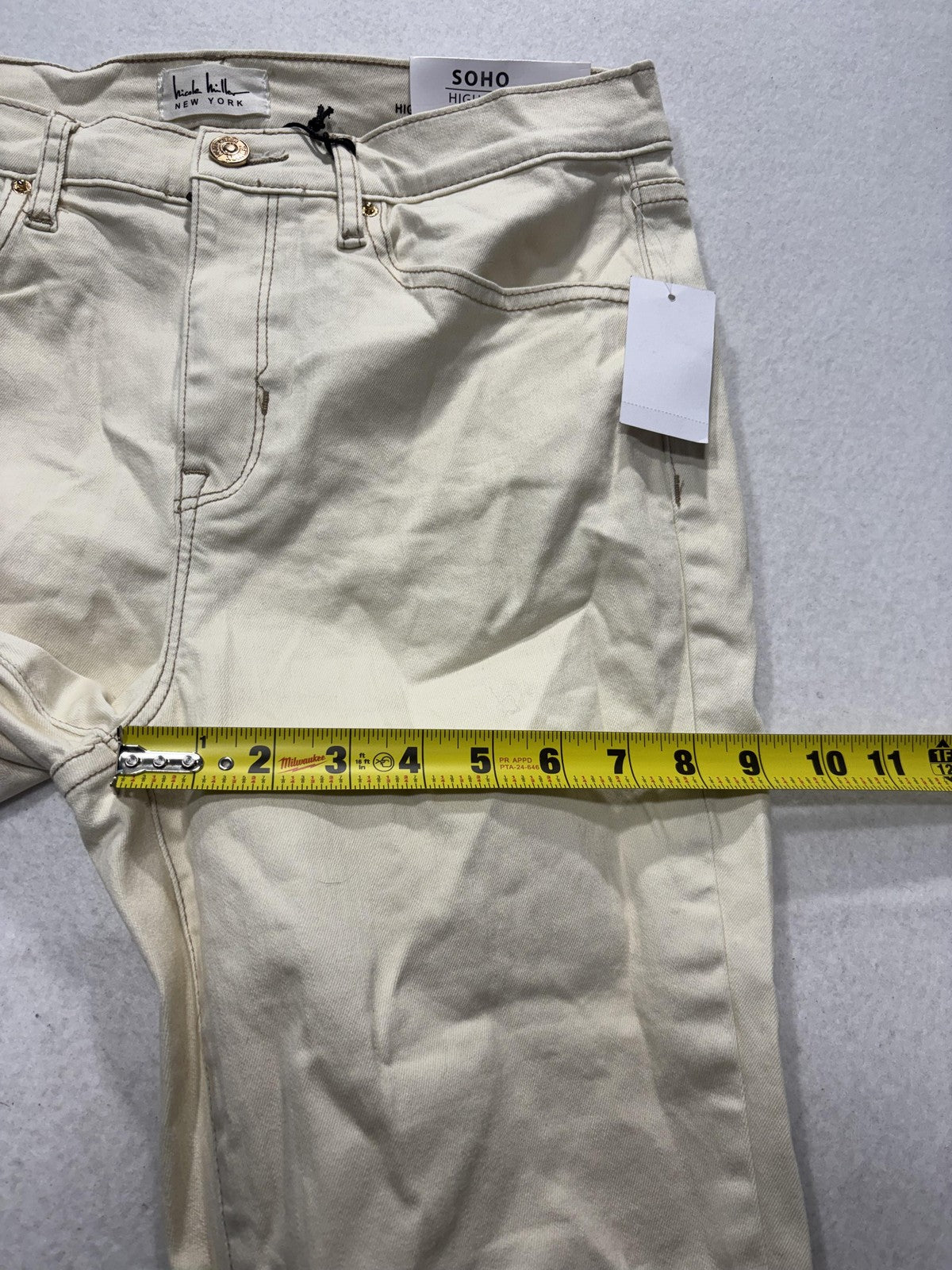 Nicole Miller Soho High Rise Ankle Skinny Jeans Womens 10 Winter White 32x27