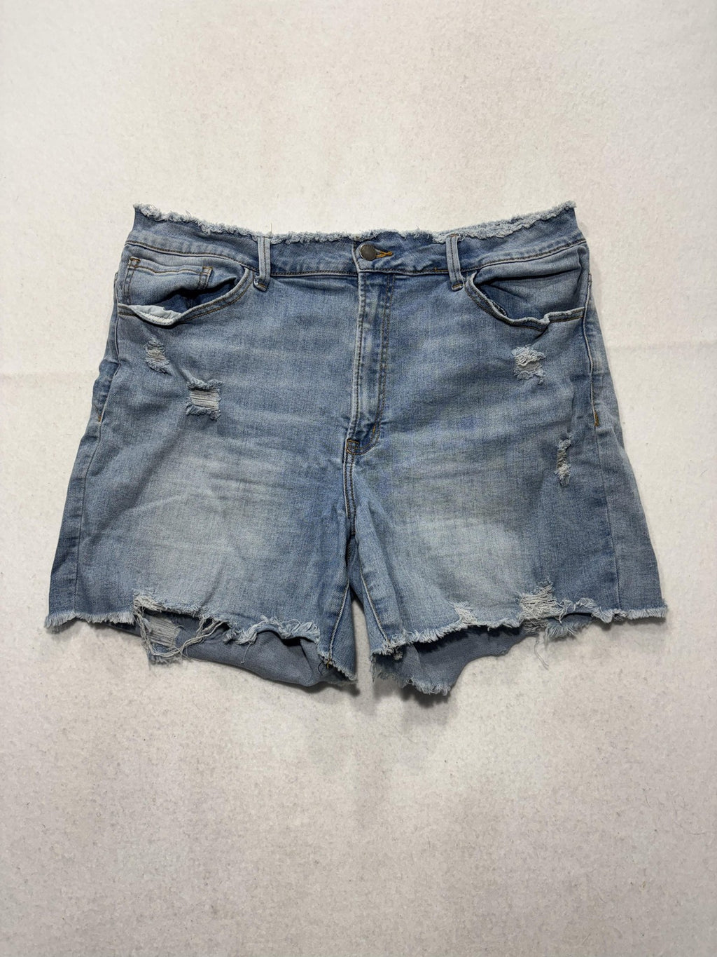 Fashion Nova Shorts Womens 32 Blue Denim Distressed Cut Off Raw Hem Relaxed Fit