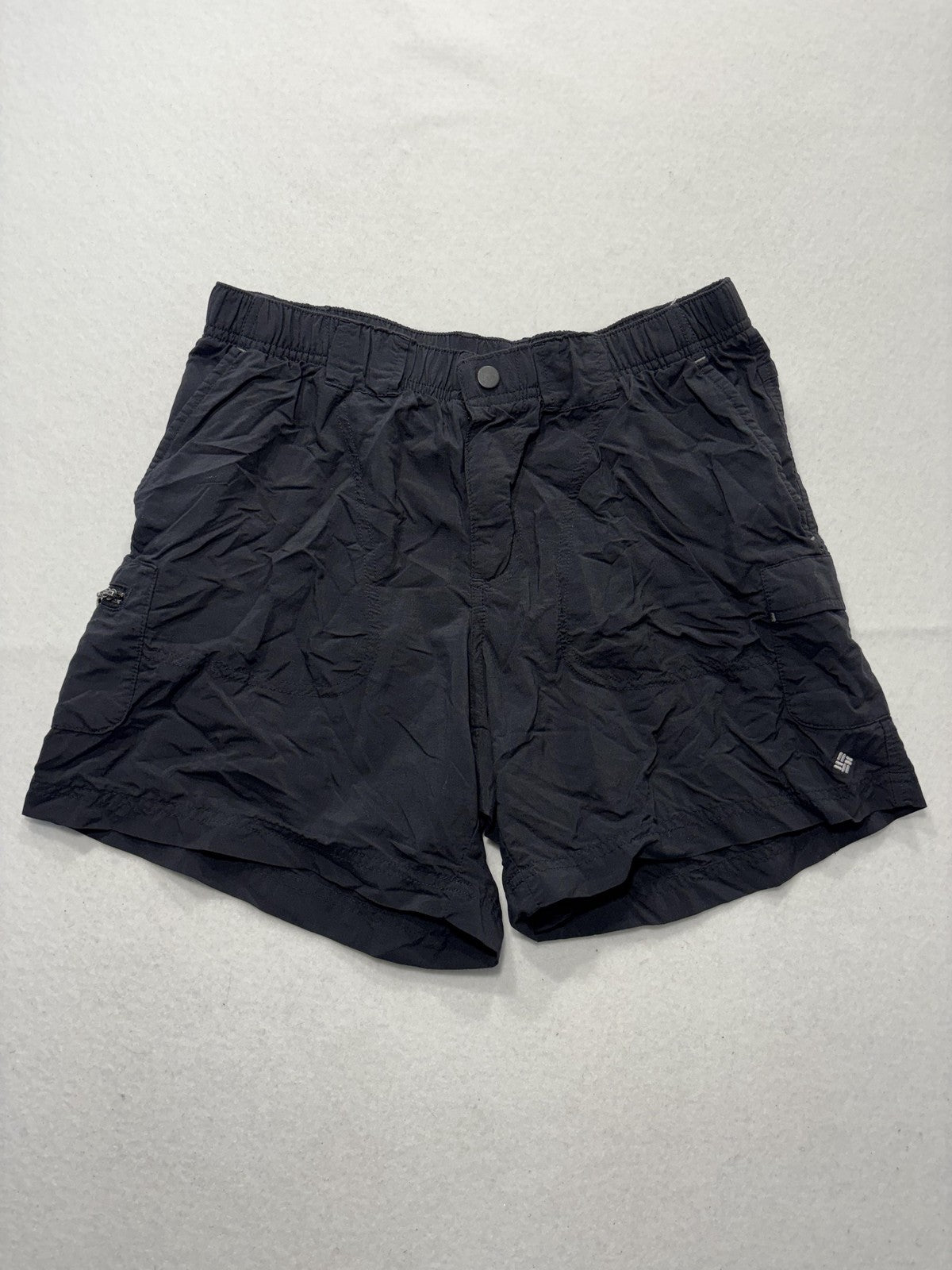 Columbia Swim Trunks Mens Small Black Elastic Waist Lined Pockets Lightweight