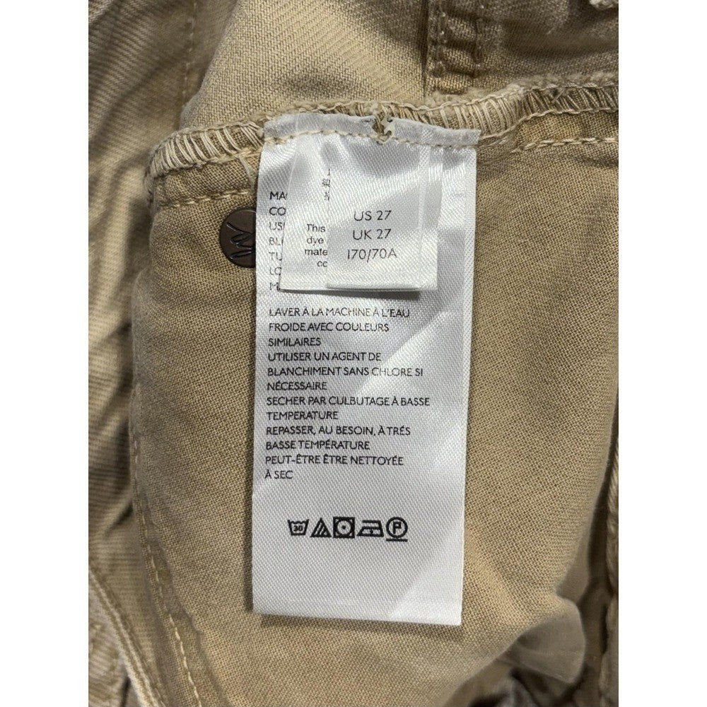 We The Free Jeans Womens 27 Beige High Rise Straight Distressed Raw Hem 27x28